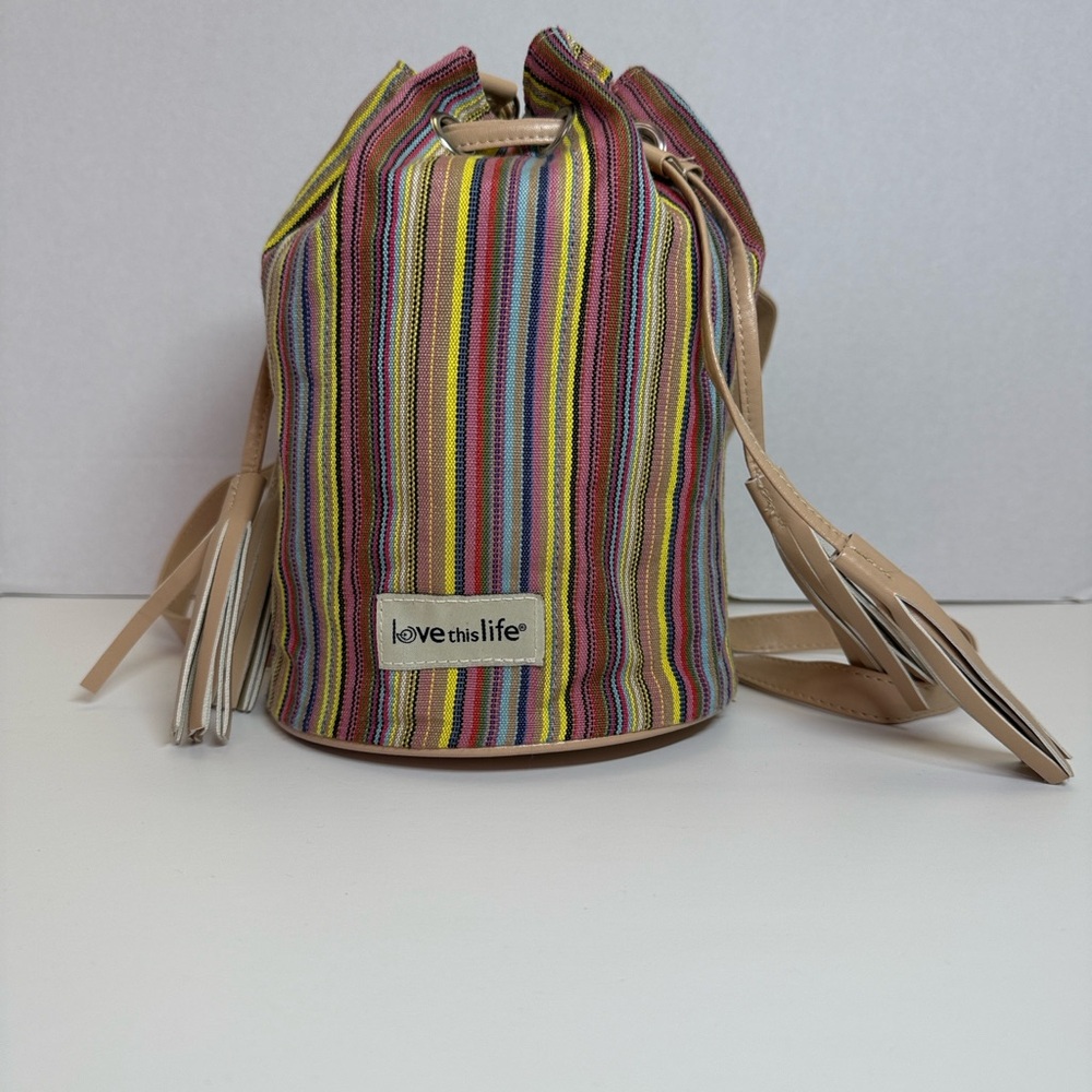 Love This Life Multicolor Striped Women's Backpack